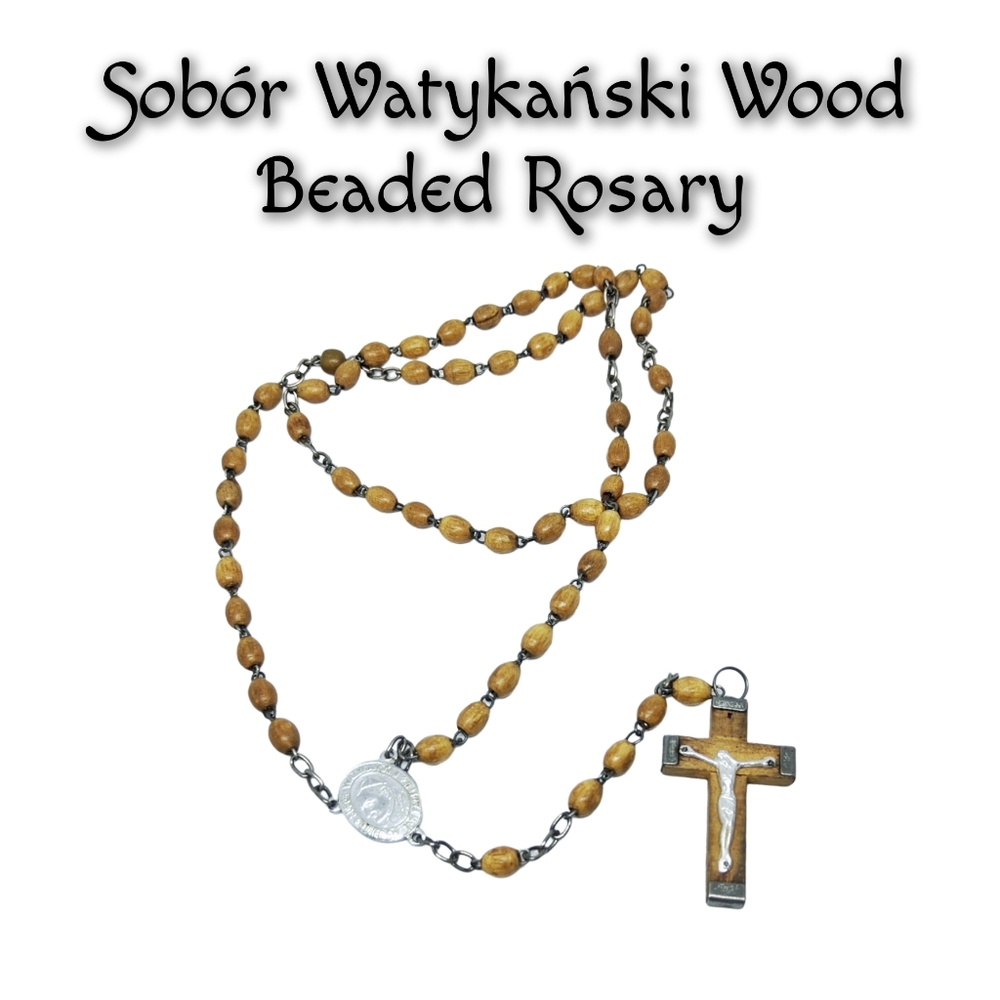 Sobór Watykański Wood Beaded Rosary - Picture 3 of 3